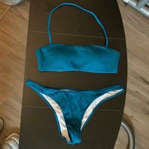 Victorias Secret Teal Strapless Bikini Top - Small